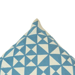 Sky Blue Geometric Embroidered Cotton Cushion Cover | 45x45 cm Decorative Throw Pillow Cover