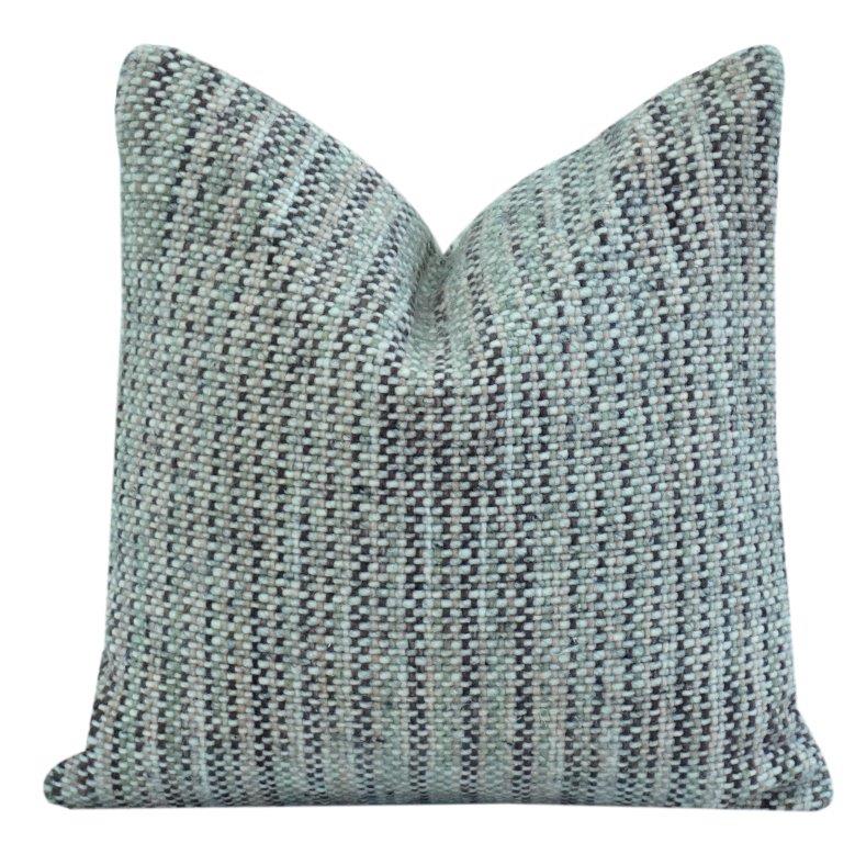 Handwoven 100% Wool Cushion Cover – Textured Abstract Pattern in Soft Sage & Grey | 18x18 Inch Decorative Pillow Case