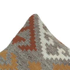 Handmade Kilim Cotton Cushion Cover 45x45 cm | Geometric Tribal Pattern Decorative Pillow Cover | Boho Rustic Home Décor