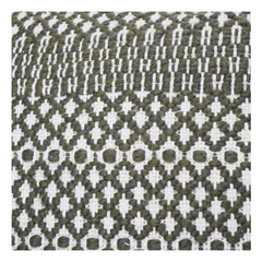 Olive Green Geometric Embroidered Cotton Cushion Cover | Textured Boho Throw Pillow Cover | 18x18 Inch