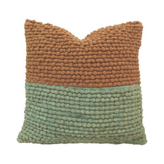Handwoven Bobble Textured Polyester Cushion Cover – Dual Tone Rust & Sage Green | 45x45 cm