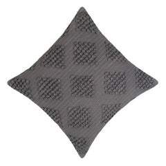 Handmade Textured Cotton Cushion Cover 45x45 cm – Charcoal Grey Tufted Design