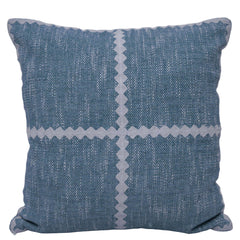 Handwoven Cotton Cushion Cover 45x45 cm | Blue Textured Geometric Woven Cushion Cover | Decorative Throw Pillow Cover with Hidden Zipper