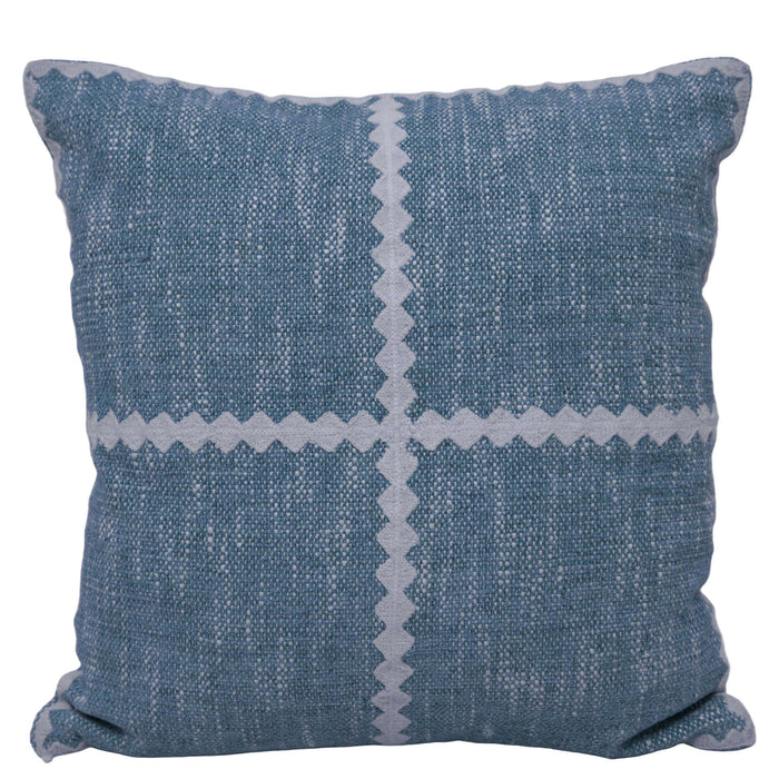Handwoven Cotton Cushion Cover 45x45 cm | Blue Textured Geometric Woven Cushion Cover | Decorative Throw Pillow Cover with Hidden Zipper