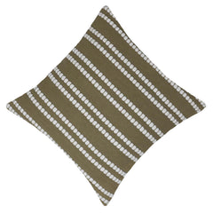 Handwoven Cotton Cushion Cover 45x45 cm – Olive Green with Ivory Textured Stripe Design | Decorative Sofa Cushion Cover | Hidden Zip | 100% Cotton