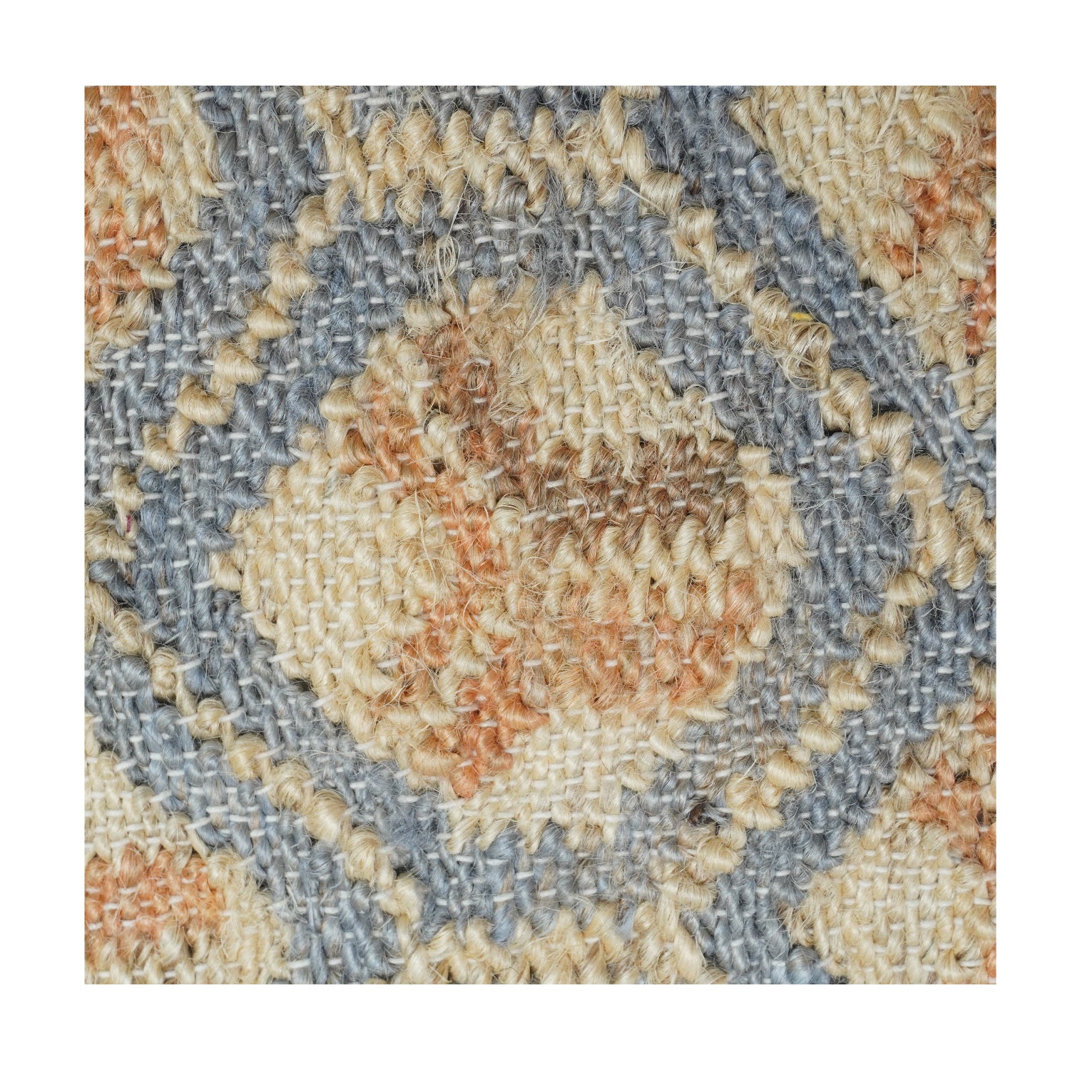 Handwoven Jute Cushion Cover with Geometric Pattern | Textured Boho Throw Pillow Cover | Neutral Earth Tone Decor | 18x18 Inch