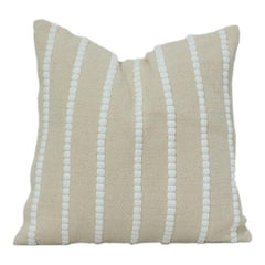 Textured Cotton Cushion Cover 45x45 cm | Neutral Beige Striped Tufted Design | Modern Minimal Decor Pillow