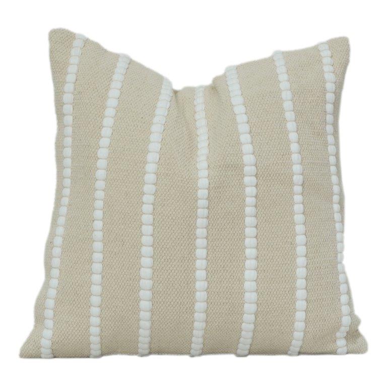 Textured Cotton Cushion Cover 45x45 cm | Neutral Beige Striped Tufted Design | Modern Minimal Decor Pillow
