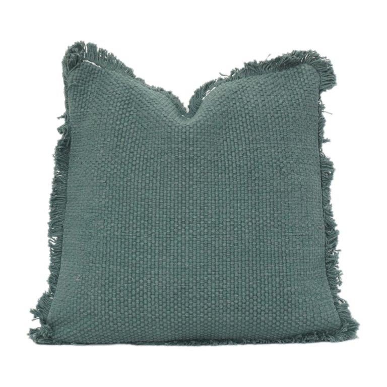 Housse de Coussin en Coton Texturé avec Bords Frangés – Taie d'Oreiller Décorative Douce Tissée (45x45 cm, Vert Sauge) - Bulk manufacturer & supplier from Panipat, India