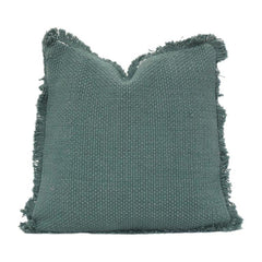 Solid Textured Cotton Cushion Cover with Fringed Edges – Soft Woven Decorative Pillow Case (18x18 Inch, Sage Green)
