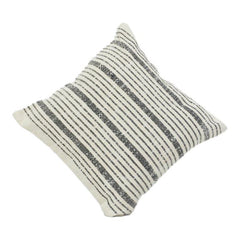Handwoven Striped Cotton Cushion Cover 45x45 cm | Neutral Textured Throw Pillow Case | Minimalist Boho Home Decor