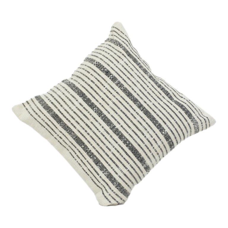Handwoven Striped Cotton Cushion Cover 45x45 cm | Neutral Textured Throw Pillow Case | Minimalist Boho Home Decor