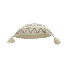 Printed & Tufted Cotton Cushion Cover with Tassels – Boho Geometric Design | 45x45 cm