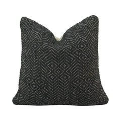 Black Handwoven Geometric Cotton Cushion Cover | Textured Decorative Pillow Cover | 45x45 cm