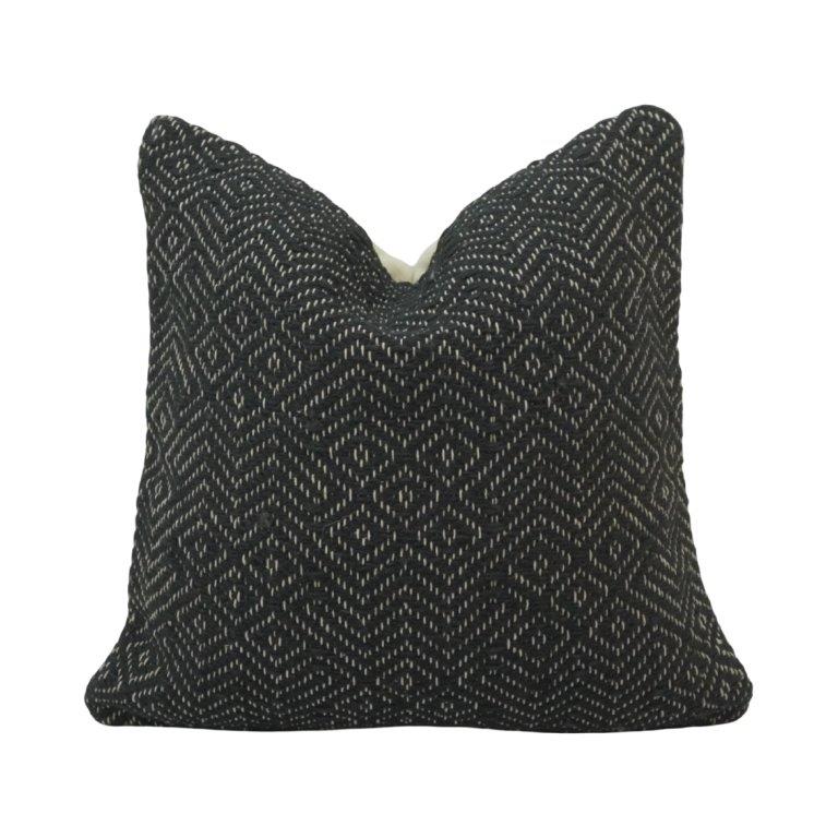 Black Handwoven Geometric Cotton Cushion Cover | Textured Decorative Pillow Cover | 45x45 cm