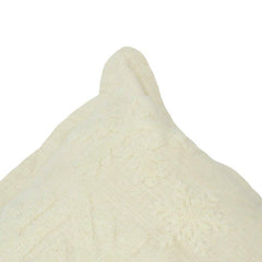 Ivory Snowflake Tufted Cotton Cushion Cover – 45x45 cm | Textured Nordic Winter Design