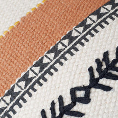 Handmade Woven Cotton Cushion Cover 45x45 cm | Boho Tribal Striped Decorative Throw Pillow Cover | Rust & Ivory | Hidden Zip | Sofa & Bed Cushion Case