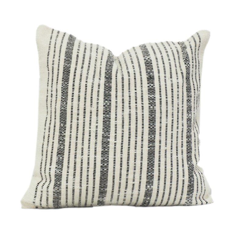 Handwoven Striped Cotton Cushion Cover 45x45 cm | Neutral Textured Throw Pillow Case | Minimalist Boho Home Decor - Bulk manufacturer & supplier from Panipat, India