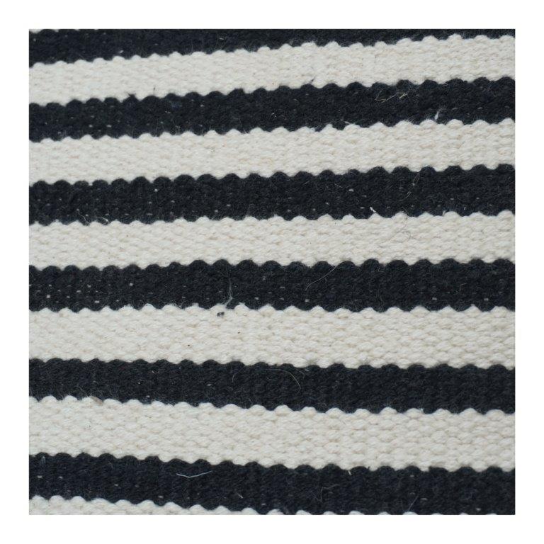 Black & Ivory Striped Cotton Cushion Cover | Textured Woven Minimalist Pillow Case | 18x18 Inch