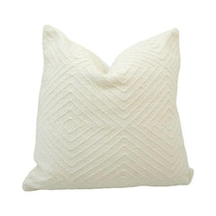 Handmade Ivory Textured Cotton Cushion Cover 45x45 cm | Geometric Woven Design | Artisan Home Décor Pillow Cover