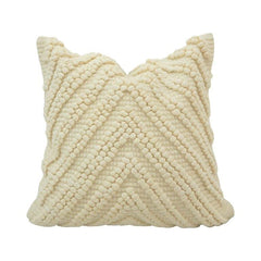 Handmade Cotton Textured Bubble Embroidered Cushion Cover 45x45 cm | Ivory Boho Decorative Pillow Cover
