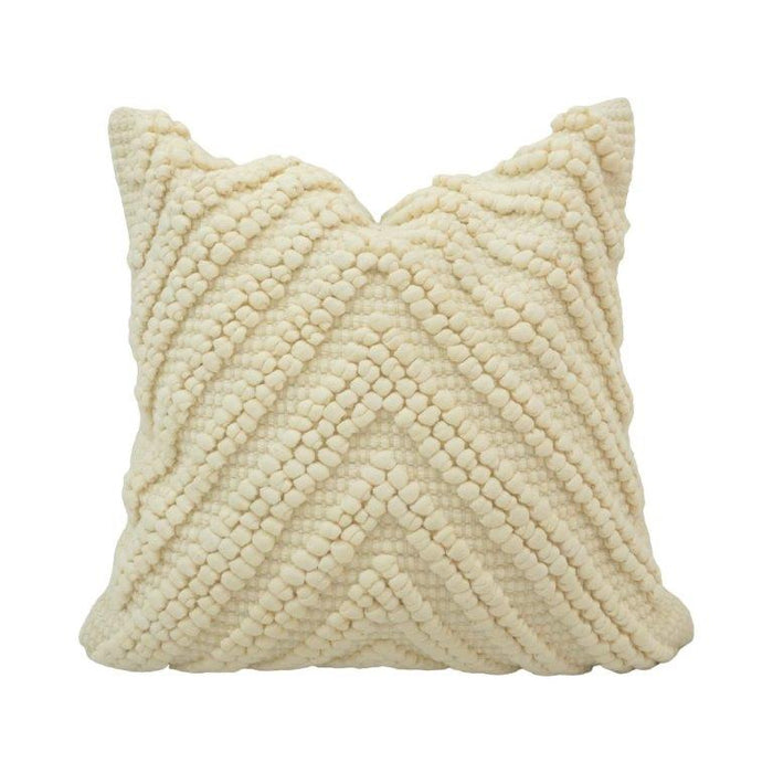 Ivory Bubble-Tufted Embroidered Cotton Cushion Cover 45x45 cm