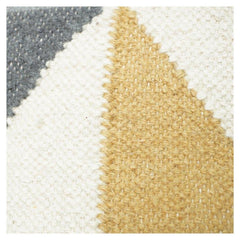 Handmade Wool Geometric Cushion Cover 45x45 cm | Modern Abstract Pattern | Neutral Grey & Mustard