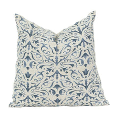 Blue Floral Printed Cotton Cushion Cover | Elegant Botanical Pattern Throw Pillow Cover | 18x18 Inch Decorative Sofa Cushion