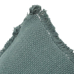 Solid Textured Cotton Cushion Cover with Fringed Edges – Soft Woven Decorative Pillow Case (18x18 Inch, Sage Green)