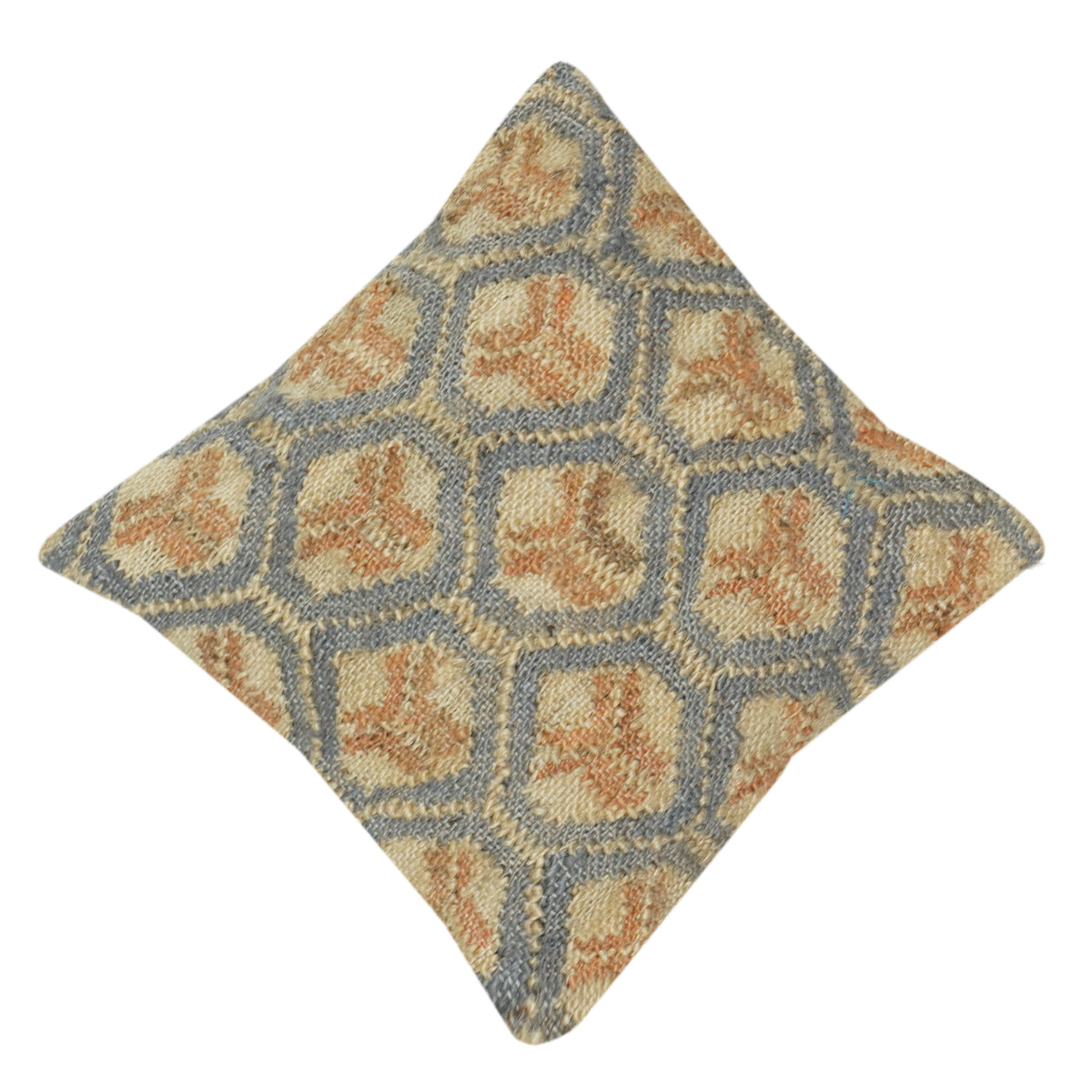 Handwoven Jute Cushion Cover with Geometric Pattern | Textured Boho Throw Pillow Cover | Neutral Earth Tone Decor | 18x18 Inch - Bulk manufacturer & supplier from Panipat, India