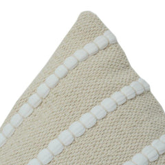Textured Cotton Cushion Cover 45x45 cm | Neutral Beige Striped Tufted Design | Modern Minimal Decor Pillow
