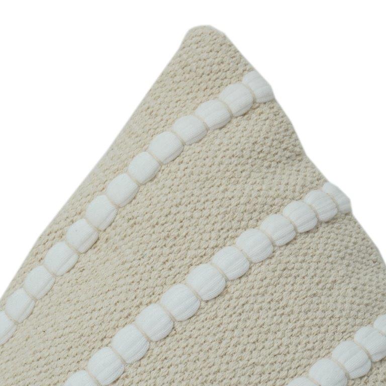Textured Cotton Cushion Cover 45x45 cm | Neutral Beige Striped Tufted Design | Modern Minimal Decor Pillow