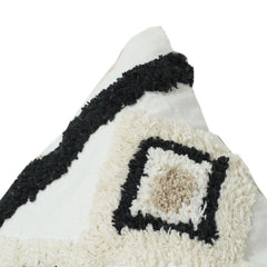 Tufted Cotton Cushion Cover with Geometric Diamond Pattern & Tassels – 45x45 cm