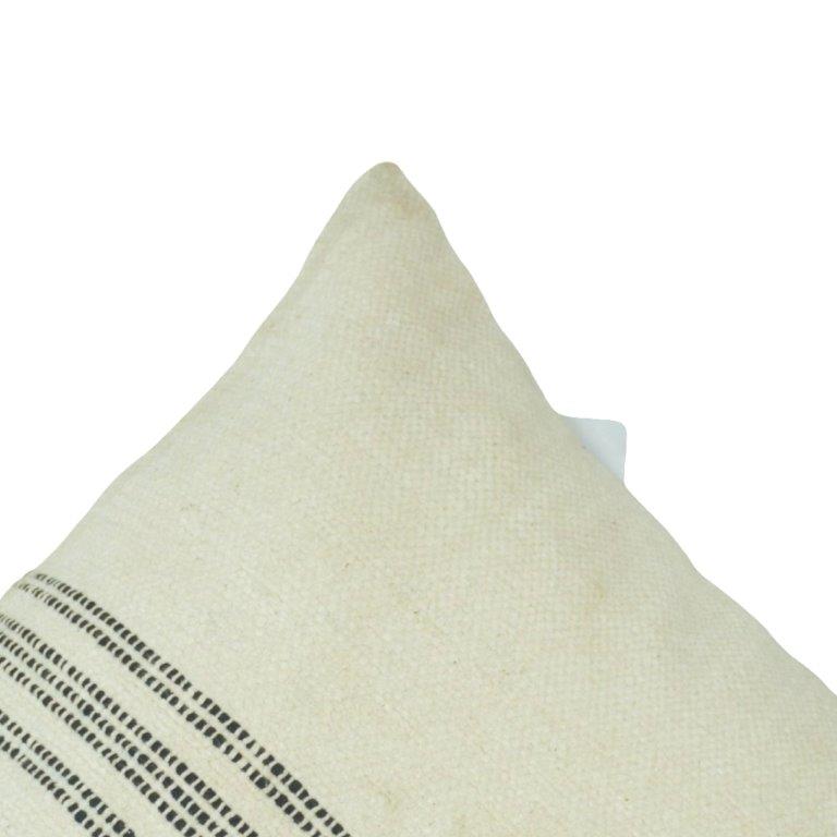 Ivory Cotton Cushion Cover with Woven Stripe Design – 45x45 cm - Bulk manufacturer & supplier from Panipat, India