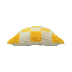Yellow & Ivory Checkered Tufted Cotton Cushion Cover | 45x45 cm | Handmade Textured Pillow Cover