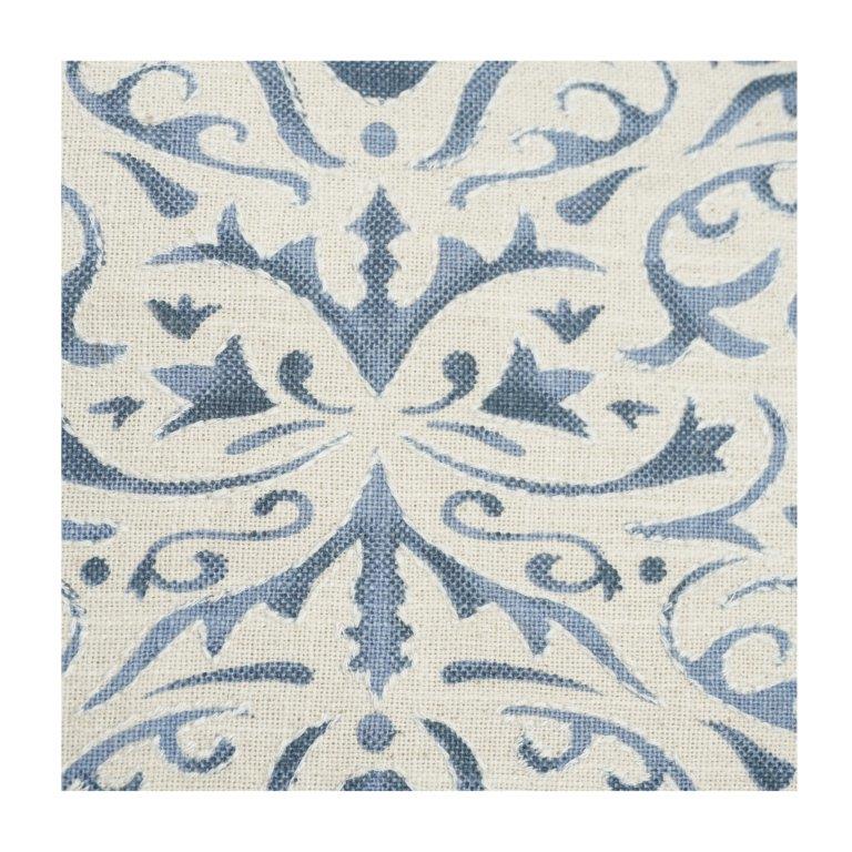 Blue Floral Printed Cotton Cushion Cover | Elegant Botanical Pattern Throw Pillow Cover | 18x18 Inch Decorative Sofa Cushion