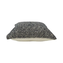 Handwoven Black & Natural Textured Cushion Cover | Handmade Cotton Pillow Cover 45x45 cm | Modern Woven Throw Pillow