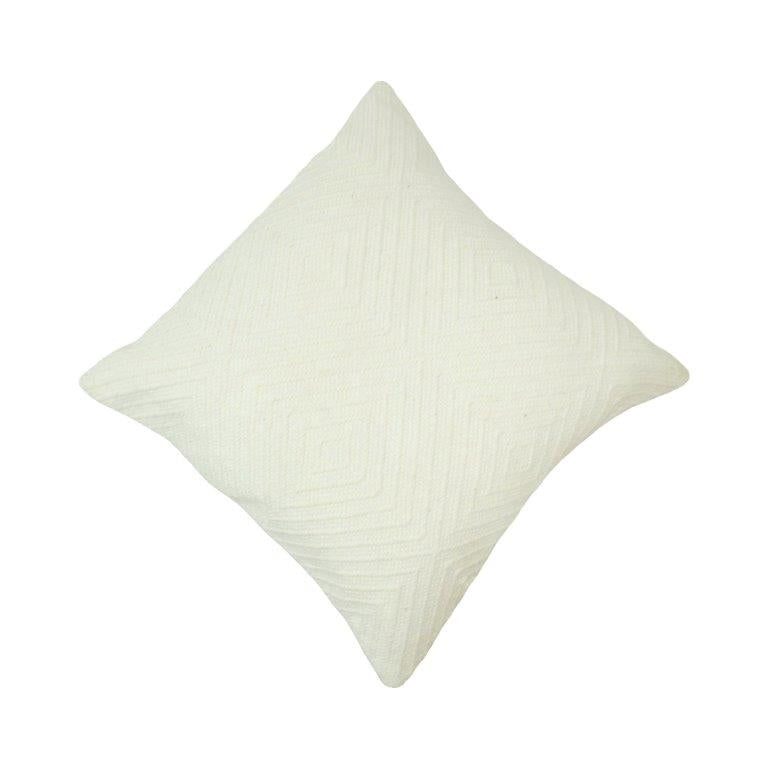 Handmade Ivory Textured Cotton Cushion Cover 45x45 cm | Geometric Woven Design | Artisan Home Décor Pillow Cover