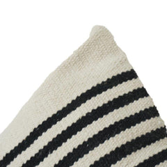 Black & Ivory Striped Cotton Cushion Cover | Textured Woven Minimalist Pillow Case | 18x18 Inch