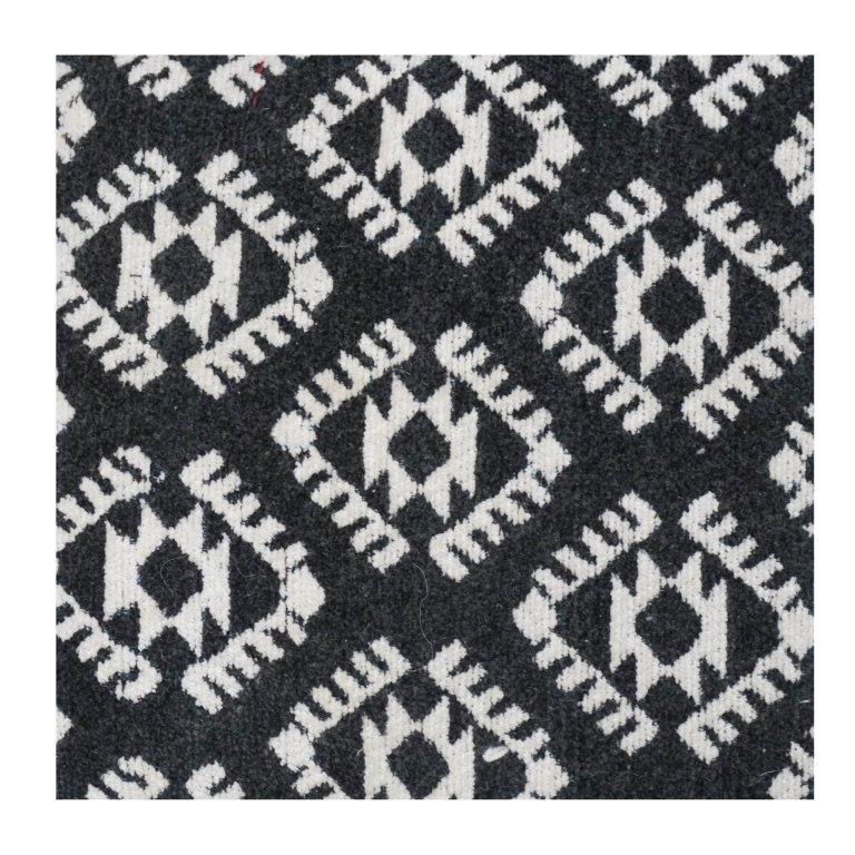 Black & White Geometric Embroidered Cotton Cushion Cover | Tribal Pattern | 18x18 Inch Decorative Pillow Case - Bulk manufacturer & supplier from Panipat, India