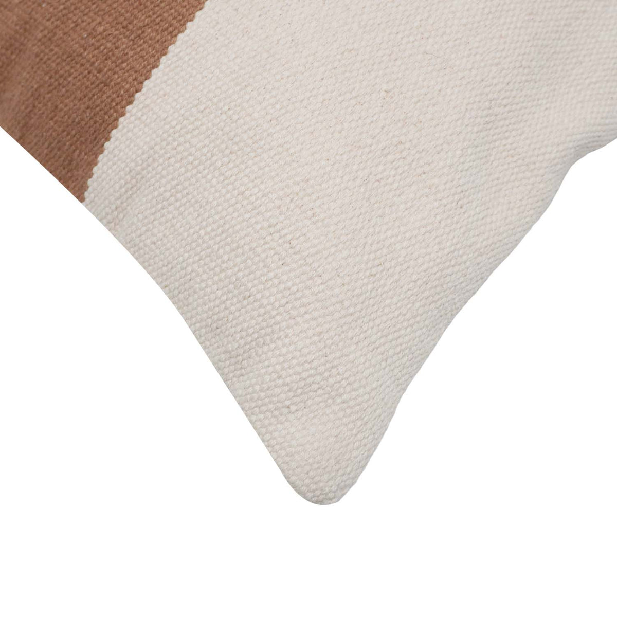 Ivory brown and black color block woven cotton cushion cover 45x45 cm