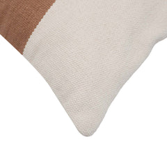 Ivory brown and black color block woven cotton cushion cover 45x45 cm