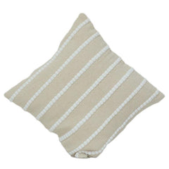 Textured Cotton Cushion Cover 45x45 cm | Neutral Beige Striped Tufted Design | Modern Minimal Decor Pillow