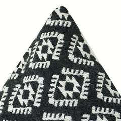 Housse de coussin en coton brodé géométrique noir et blanc | Motif tribal | Housse de coussin décorative 18x18 pouces