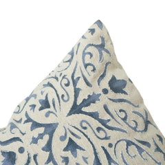 Blue Floral Printed Cotton Cushion Cover | Elegant Botanical Pattern Throw Pillow Cover | 18x18 Inch Decorative Sofa Cushion