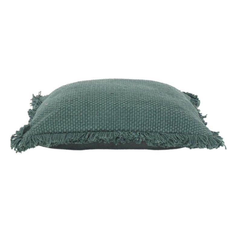 Housse de Coussin en Coton Texturé avec Bords Frangés – Taie d'Oreiller Décorative Douce Tissée (45x45 cm, Vert Sauge) - Bulk manufacturer & supplier from Panipat, India