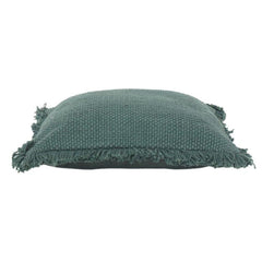 Solid Textured Cotton Cushion Cover with Fringed Edges – Soft Woven Decorative Pillow Case (18x18 Inch, Sage Green)