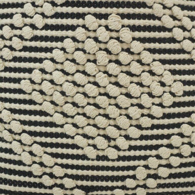 Handmade Black & White Textured Cotton Cushion Cover | Boho Striped Tufted Pillow Cover | 45x45 cm - Bulk manufacturer & supplier from Panipat, India