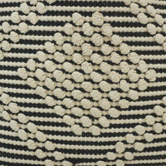 Handmade Black & White Textured Cotton Cushion Cover | Boho Striped Tufted Pillow Cover | 45x45 cm