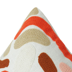 Housse de coussin en coton brodé abstrait – Oreiller d'appoint bohème texturé moderne (18x18 pouces)